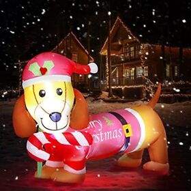 Asteroutdoor 5ft Christmas Inflatable Decorations Dachshund Dog Led Lights