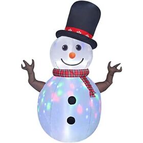 Asteroutdoor 8ft Christmas Inflatable Decorations Rotating Snowman With Colored