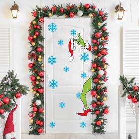 Asz 717687634694 Christmas Door Decorations Large Double-sided Stickers Window
