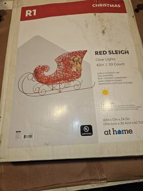 At Home 789112740225 Christmas Outdoor Red Sleigh Clear Lights 50 Count