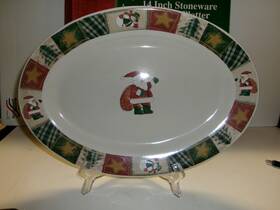 698370 Atico International Usa Inc 2002 Christmas Stoneware Serving Platter 14 Inch