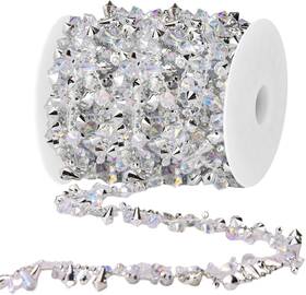 Aucpod 783798868754 16 Feet Christmas Garland Tree Crystal Beads Clear Iridescent