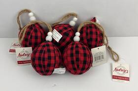 7fa1162 Audreys 5 Red Buffalo Plaid With Rope Christmas Tree Ornaments By