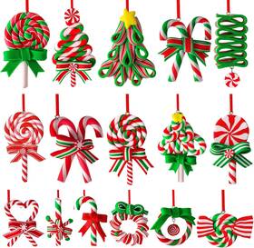 328-5324 Augsun 16pcs Christmas Lollipop Ornaments Colorful Mini Candy Cane Hanging Orna