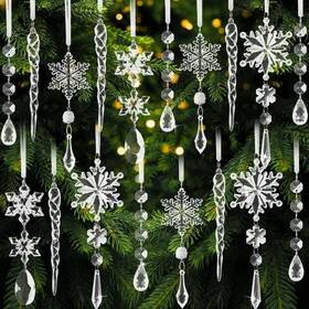 28-250620-001-at Aurotrends Christmas Tree Decorations 18pcsready To Hang Acrylic Crystal Ornaments For