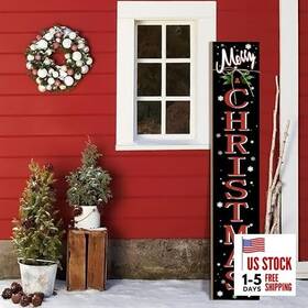 Gdfhb6 Austab Merry Christmas Welcome Porch Sign Xmas Wooden Door 47ftft One Size Black