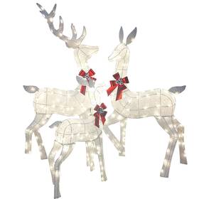 As-0802 Automoris 3pack 5ft Lighted Reindeer Christmas Outdoor Decorations Deer Family Set 360