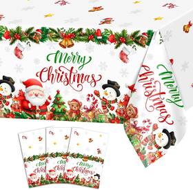 Wc4a1-pdzb-3pcs-an3977 Avezano 3 Pcs Merry Christmas Tablecloth Party 274 X 137 Cm Red