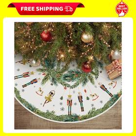 Treeskirt-christmas-891-020 Avoin Colorlife Holly Nutcracker Christmas Tree Skirt 36 Inch Winter Holiday Green