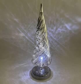 3875591 Avon 2014 Mercury Glass Light Up Christmas Tree Silver White Vintage In Orig Box