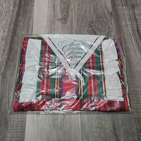 5428-1 Avon Vintage Christmas Tartan Apron Womens Holiday Plaid 1986 Red Green Made Usa