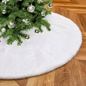 B-cool 313053541506 Christmas Tree Skirt 24 Inch Xmas Gift White Faux Fur