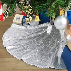 Bctreeskirt-silver24rus B-cool Silver Tree Skirt 24 Round Mini Christmas Skirts For 24inch