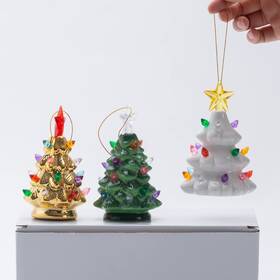 B Sepor 778739870545 Set Of 3 Mini 4.5 Inch Nostalgic Led Ceramic Christmas Tree With Lights Xmas