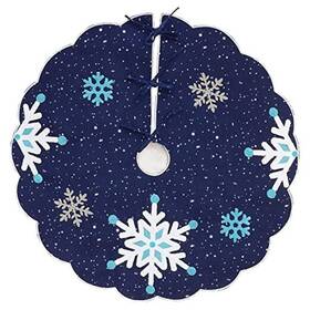 Zh0001-000 Baishuo Small Mini Towel Embroidered Christmas Snowflakes Diameter 21 Inches Navy Blue