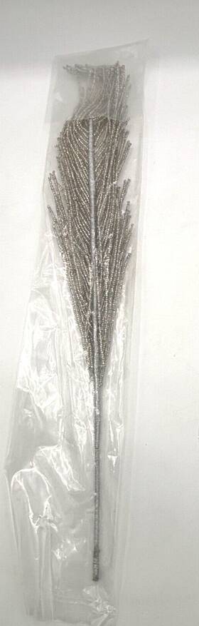4003807 Balsam Hill Silver Beaded Feather Picks Christmas Tree Decor Set Of 12 Nib
