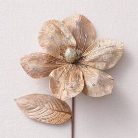4101155 Balsam Hill 12 Champagne Velvet Magnolia Picks Christmas Decoration