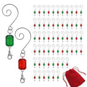 3521rg-3 Banberry Designs Christmas Ornament Hooks Set Of 60 Red Green Gem Silver Scroll S-hooks 3 Inch