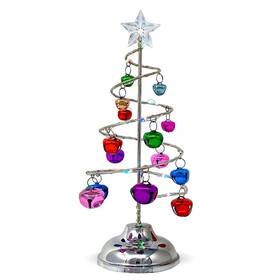Banberry Designs 794580034141 Lighted Tabletop Spiral Silver Christmas Tree - Multicolor Jingle Bells And Lig