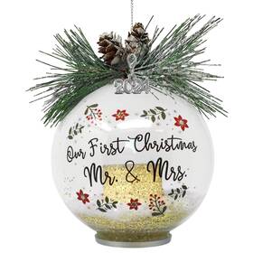 Banberry Designs 794580192414 Our First Christmas As Mr. And Mrs. Dated 2024 Lighted Ball Ornament With P Inch