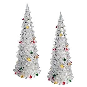 Banberry Designs 794580977400 Lighted Color Changing Tabletop Christmas Trees - Set Of 2 Led Xmas Table T