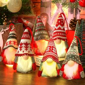 Baodlon 750466343073 Gnome Christmas Ornaments With Led Light Handmade Swedish Tomte Xmas Gnomes
