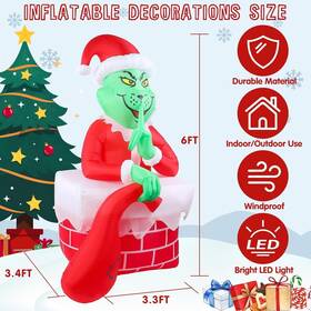 Bapbog 707630769849 6ft Christmas Inflatable Outdoor Decorations Green Ugly Monster With Built- Inch