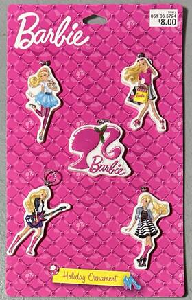 Barbie Liscence By Mattel 795902287429 Christmas Tree Ornament Set Of 5 Ornaments Holidays Rocking Shopping New