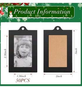 Barydat 445048756770 50 Pcs Christmas Picture Frame Ornaments 2 X 3 Inches Small Metal Photo
