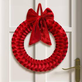 Sij-barydat-3937 Barydat Christmas Velvet Wreath 14 Inch Wreaths For Front Inches Burgundy