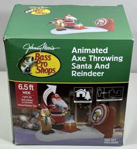 Ch23005-200 Bass Pro Shop Shops Animated Santa Reindeer Axe Throwing Inflatable Nib Christmas