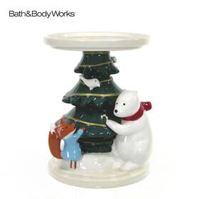 3-wick Bath & Body Works 72364 And Polar Bear Fox 6 Inch Candle Holder Christmas Tree
