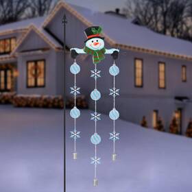 Bayn 768771393881 Christmas Snowman Outdoor Wind Chime Stake Metal 48 Inch Xmas