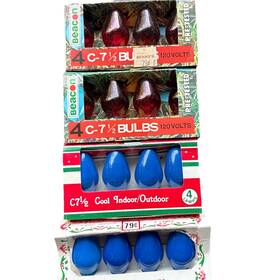 C712 Beacon C 7 1/2 Bulbs 2 Colors Vintage Christmas Lamps Indoor Outdoor 120 Volt 16