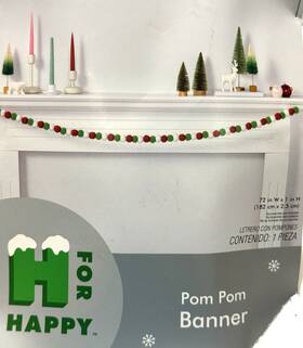 22080 Bed Bath & Beyond H For Happy Pom Banner Christmas Decoration 72 In Fireplace