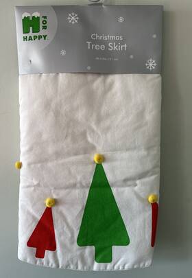 Bed Bath & Beyond 444800876227 Christmas Tree Skirt 48 Inch White With Red And Green Trees New