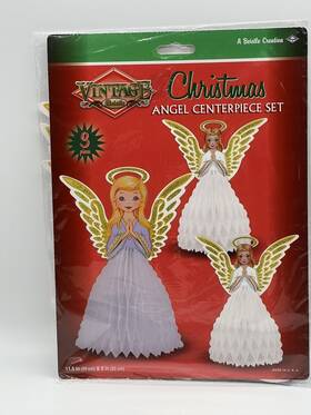 22175 Beistle Company Vintage Christmas Angel Centerpiece 3 Pieces Fully Round Reproduction