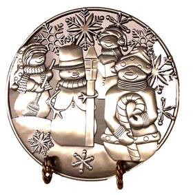 Belk 400542266283 Home Accents Snowman Trivet Round Metal Rubber Feet Christmas Holidays
