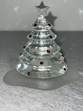 7660038 Belk Decorative Crystal Christmas Tree Red Gem Accents Holiday Decor With Box