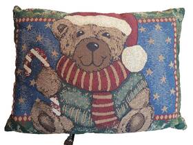 100493 Bess Tapestry Pillow Christmas Bear And Candy Cane By 16 Inch X 11