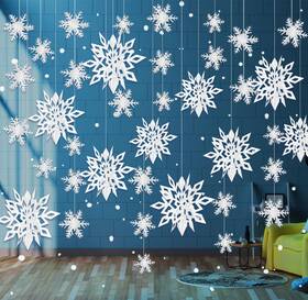 Acs-044-1 Besslly 24pcs Snowflake Christmas Decorations 3d Large White Paper Snowflakes Garlan