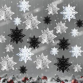 Noctilumina24 Besslly 24pcs Snowflake Christmas Decorations 3d Large Black 24 Pack Noctilumina