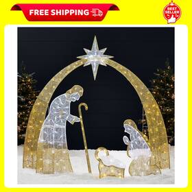 Best Choice Products 445023127175 4.5ft Lighted 2d Christmas Nativity Scene Outdoor Yard Deco