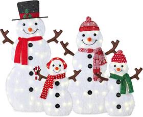 Best Choice Products 842957147090 4ft 4-piece 2d Lighted Christmas Snowman Family Set Large