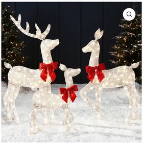 Sky7207 Best Choice Products 4ft 3-piece Lighted 2d Christmas Deer Set Outdoor Decor With 175 Led Lights Stake