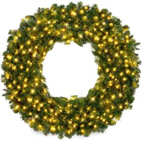 Sky7959 Best Choice Products 36in Large Artificial Pre-lit Fir Christmas Wreath Holid