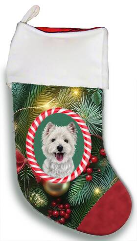 Bb08023 Best Of Breed Westie Holiday Christmas Stocking
