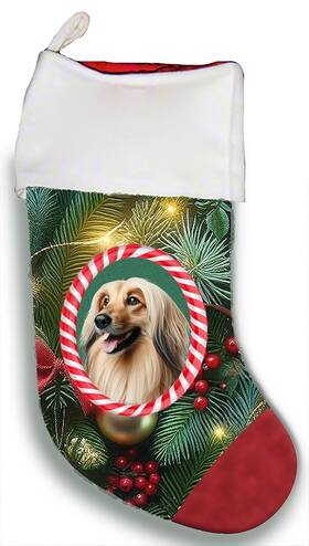 Bb08087 Best Of Breed Afghan Hound Holiday Christmas Stocking