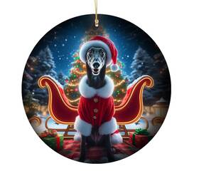 Dcr71312 Best Of Breed Greyhound Christmas Tree Porcelain Ornament