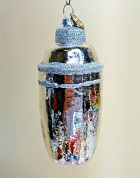 Y3200 Bestpysanky 716417756668 Best Pysanky Silver Cocktail Shaker Glass Christmas Ornament #y3200